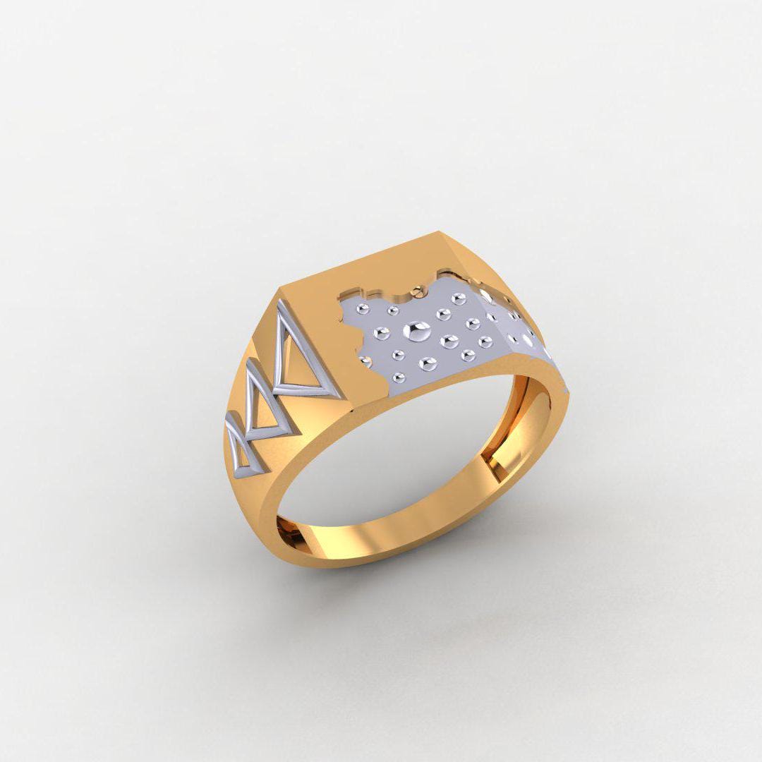 Handsome Men's 925 Silver Ring, 14K Gold-Plated, Yellow & White Finish, No Diamonds, Classic Statement Band, Anniversary, Gift for Him