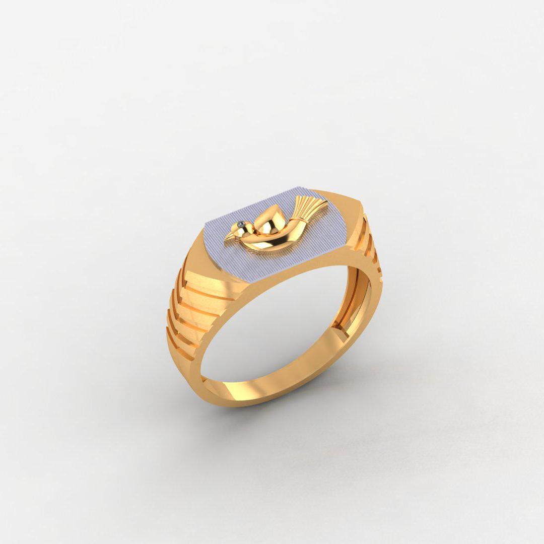 Handsome Men's 925 Silver Ring, 14K Gold-Plated, Yellow & White Finish, No Diamonds, Classic Statement Band, Anniversary, Gift for Him