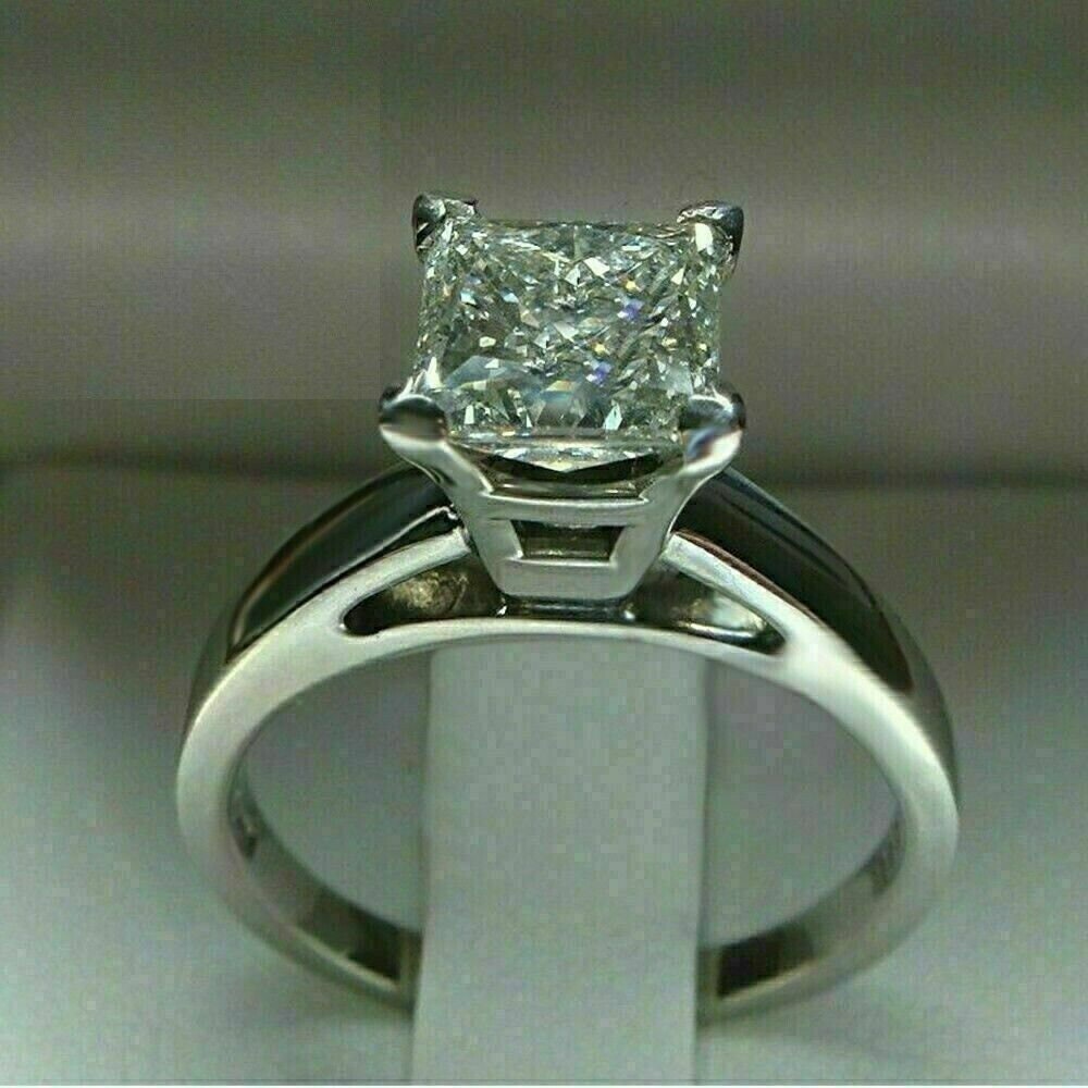2ct Lab Created Diamond Engagement Cluster Ring Solid 14K Yellow Gold Finish