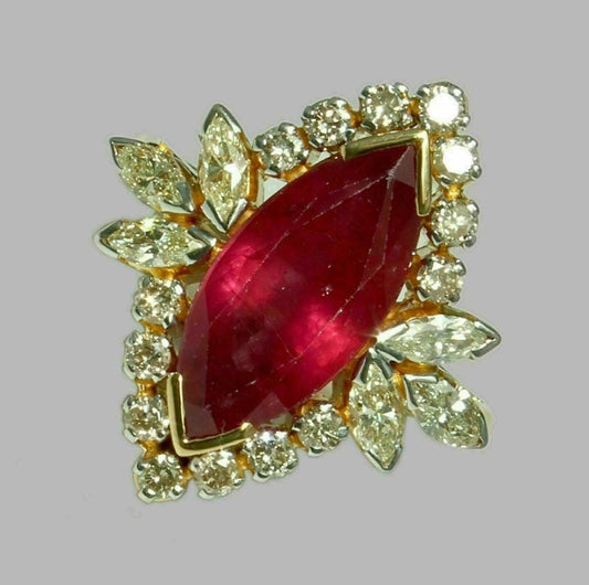 3.21 CT Red Ruby Women's Engagement Ring – Sterling Silver with 14K Gold Plating, Perfect for Weddings & Proposals