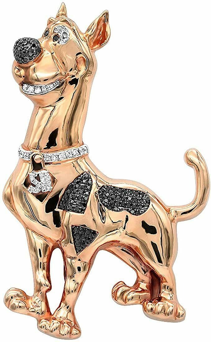 1 Ct Round Cut Simulated Diamond Doo Cartoon Charm Pendant 14k Rose Gold Plated