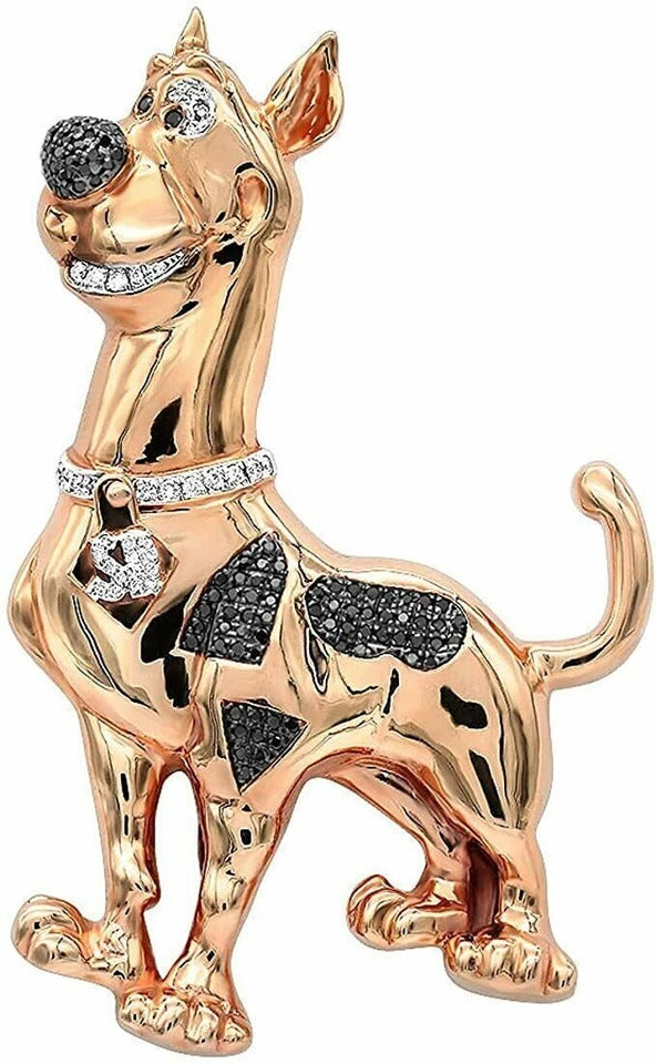 1 Ct Round Cut Simulated Diamond Doo Cartoon Charm Pendant 14k Rose Gold Plated